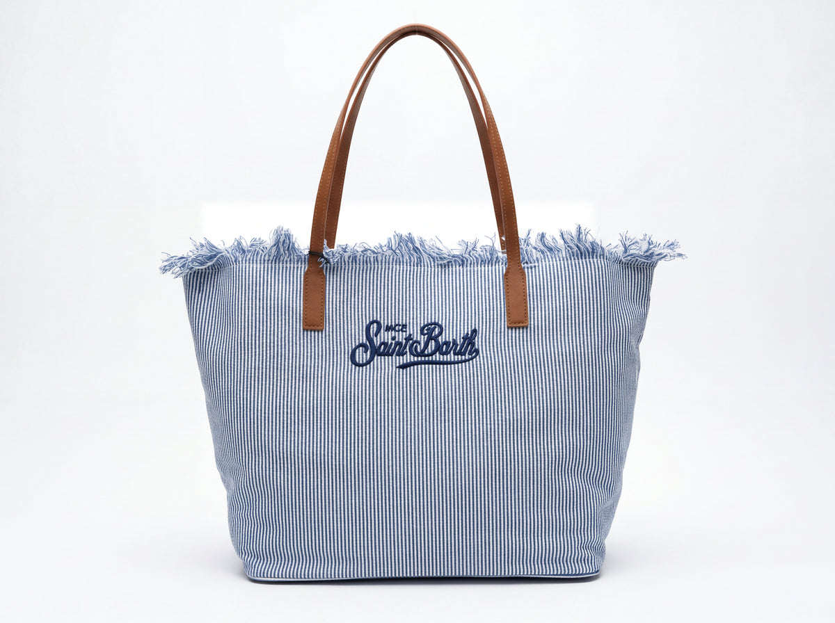Borsa City Bag Strisce Blu - Saint Barth