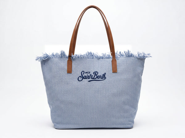 Borsa City Bag Strisce Blu - Saint Barth