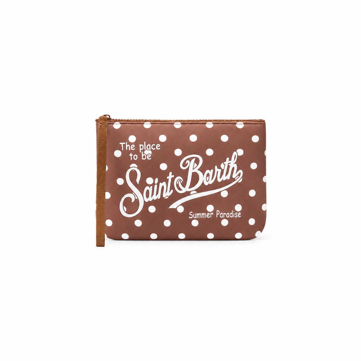 Pochette scuba marrone pois - Saint Barth