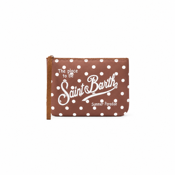 Pochette scuba marrone pois - Saint Barth