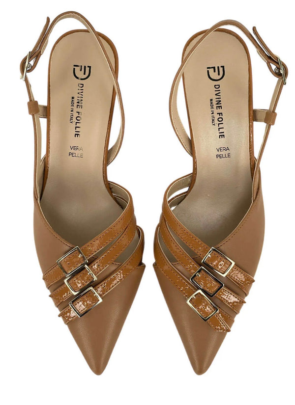 Scarpe slingback cuoio - Divine Follie