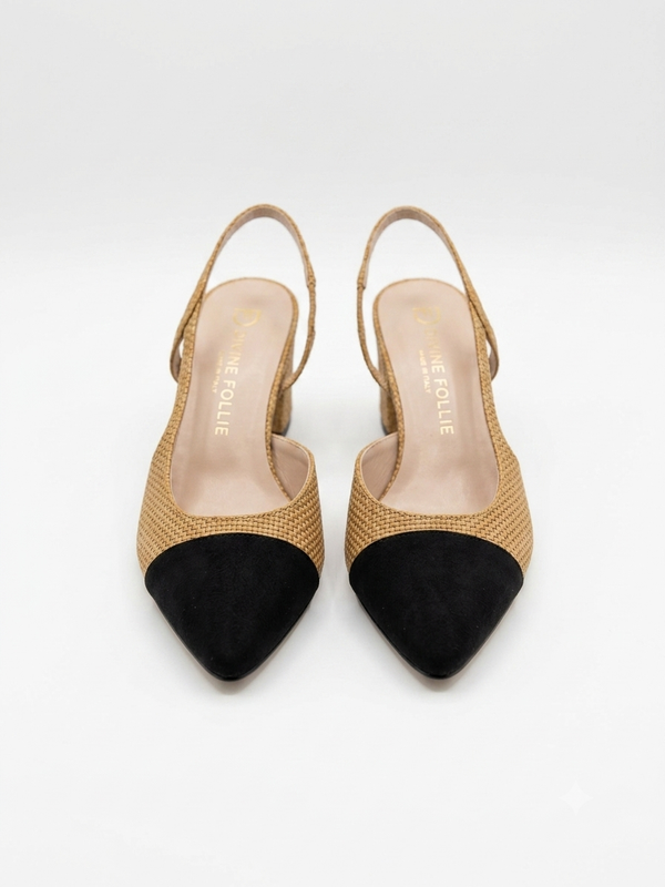 Scarpe slingback cuoio e nere - Divine Follie