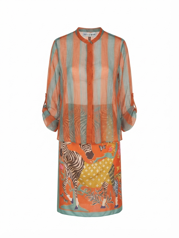 Camicia Righe Verde e Arancio - Haveone