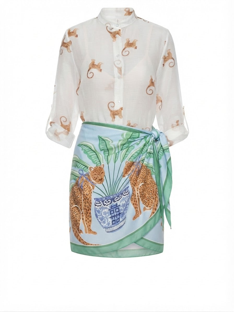Set. Pareo Tigre Verde e Camicia Scimmie - Heveone