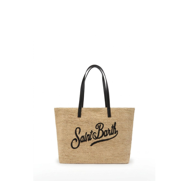 Borsa City Raffia Nero - Saint Barth