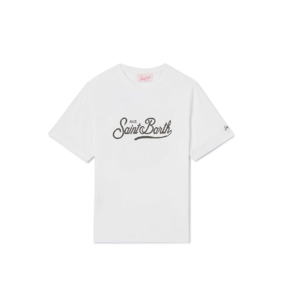 T-Shirt Scritta Strass - Saint Barth
