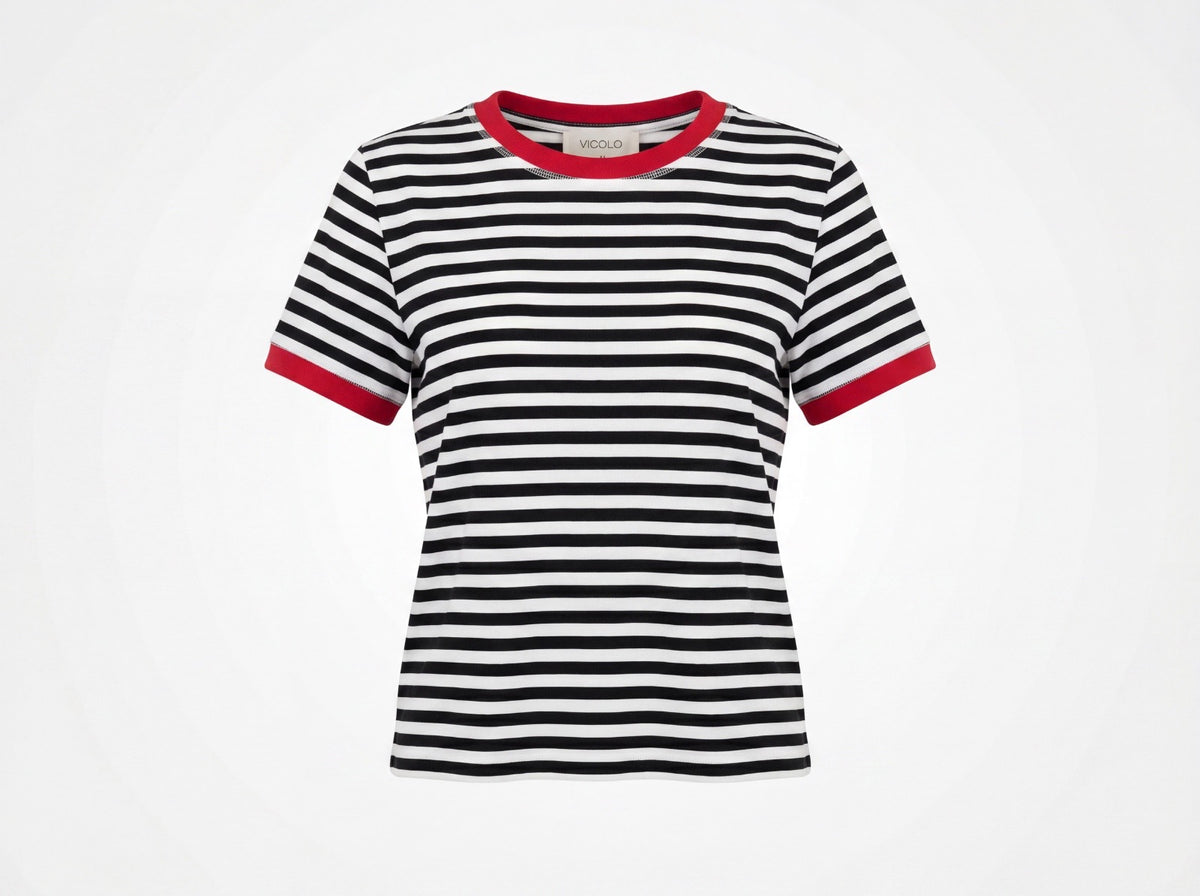 T-Shirt Righe Nero rosso - Vicolo