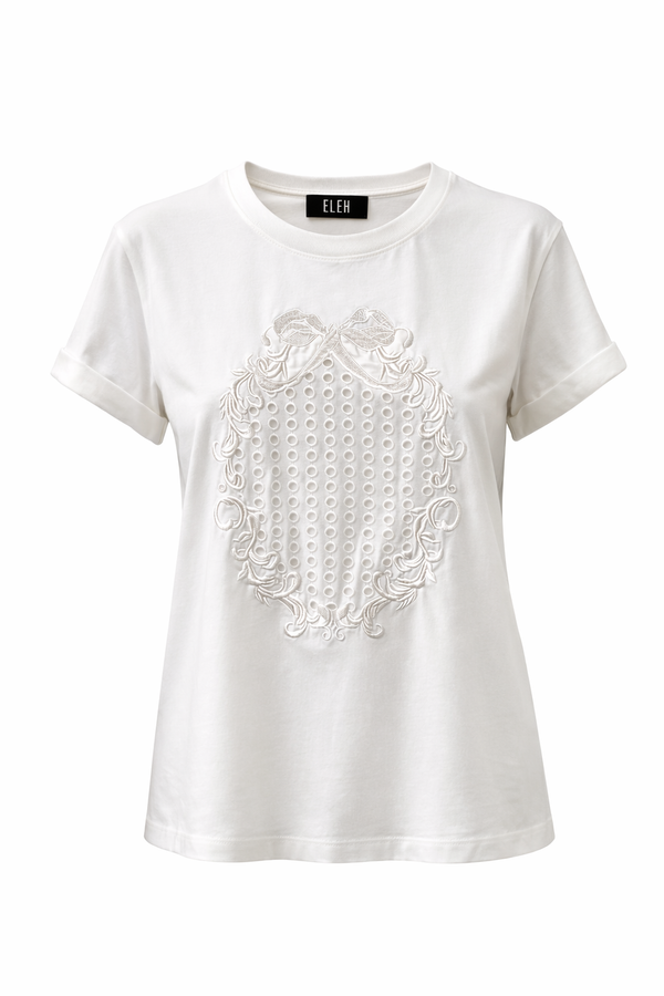 T-shirt con Ricamo Ornamentale ELEH - immagine 1